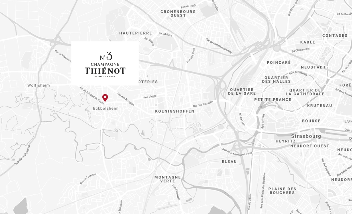 Plan de localisation des caves Thiénot à Reims